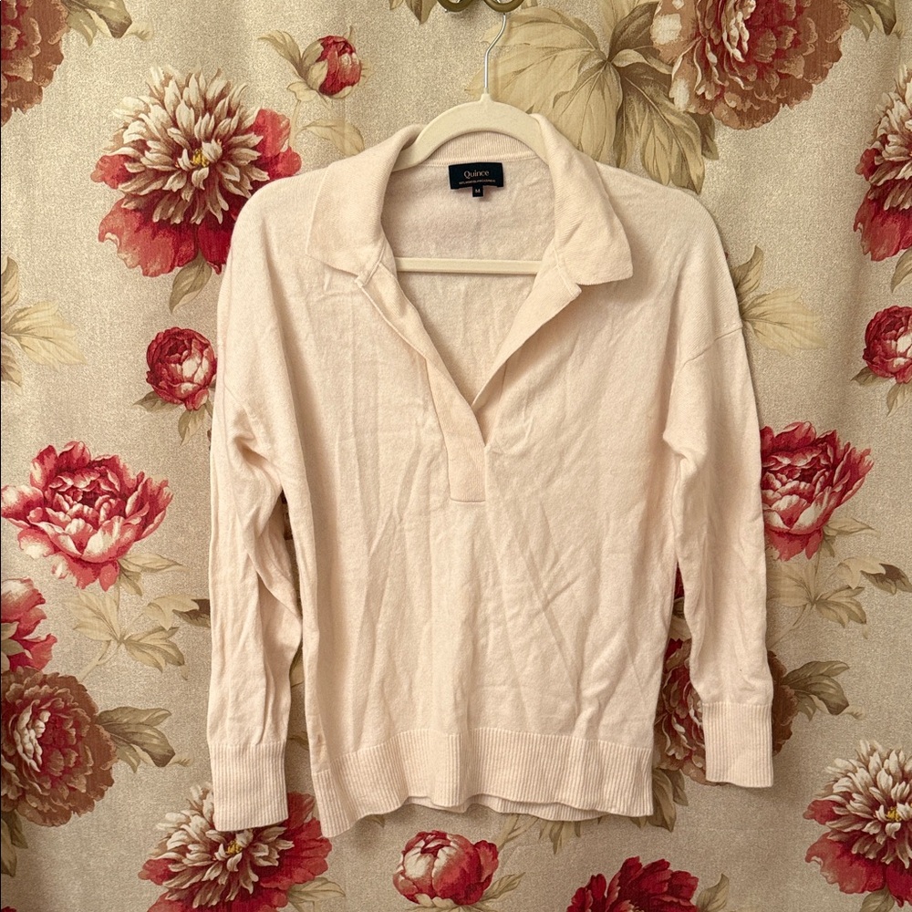 Quince Cashmere Polo Sweater